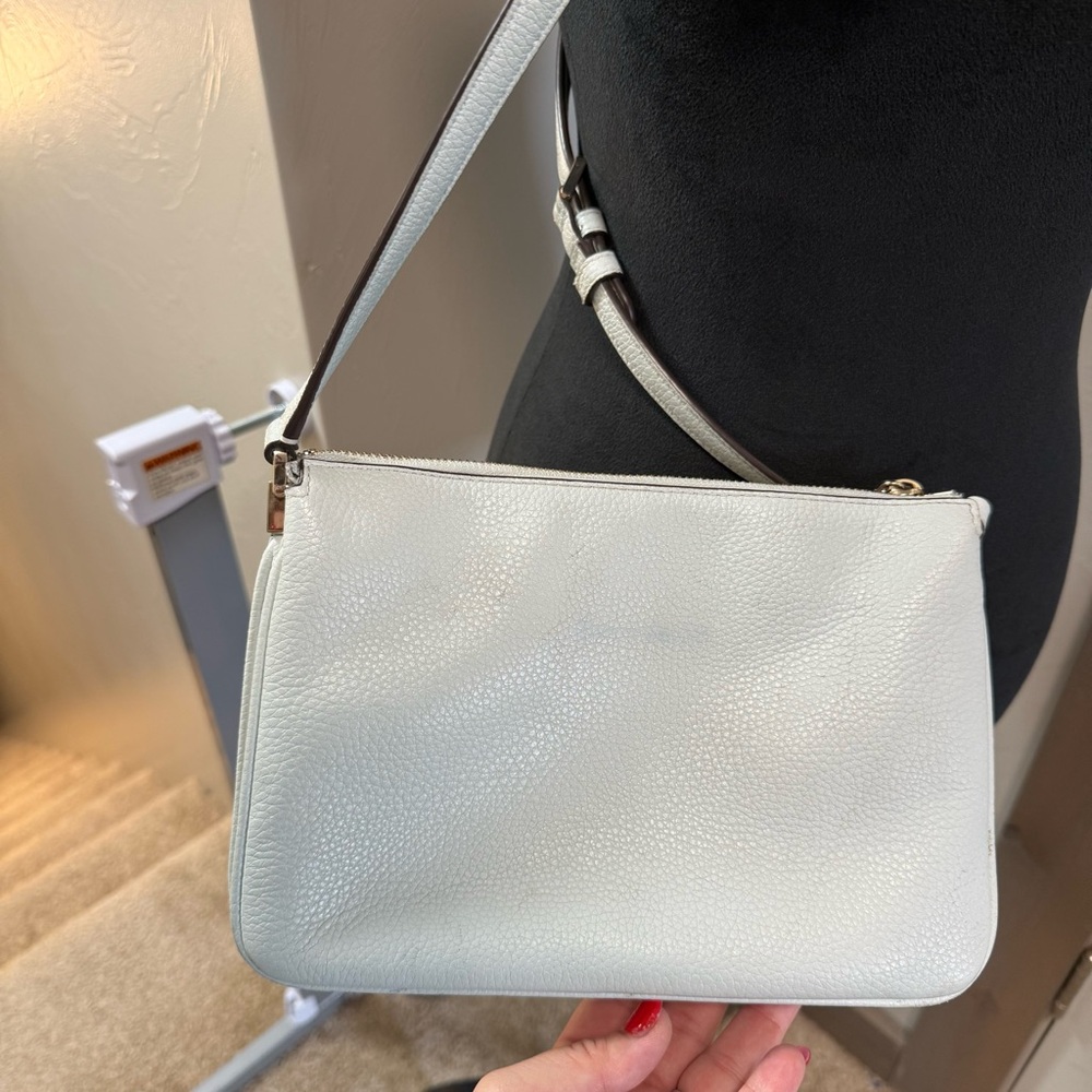 Kate Spade New York Crossbody Bag Purse Small Powder Blue Leather Triple Gusset - Picture 4 of 10